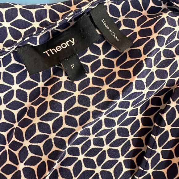 Antazie Silk Keyhole Top Tile Geo Geometric Design Silk Blouse Size P - Picture 8 of 9